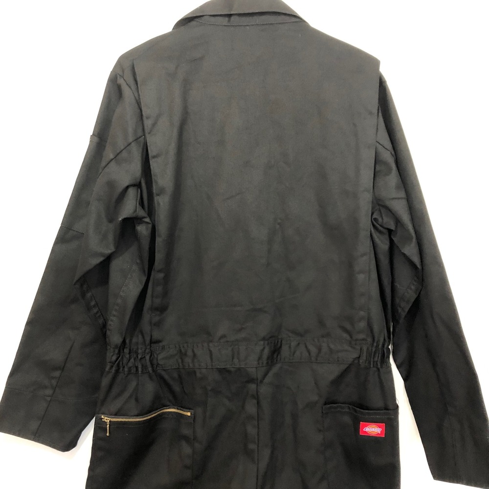 Dickies Black Coverall Jumpsuit Workwear Gold Zipper Front Black L-Tall - Picture 12 of 16